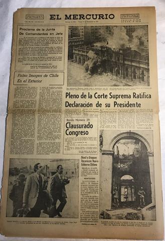 Primera imagen del registro Periódico "El Mercurio" 1er cuerpo 14 septiembre 1973