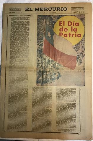 Primera imagen del registro Periódico "El Mercurio" 1er cuerpo 18 septiembre 1973