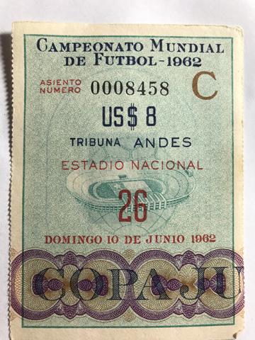 Primera imagen del registro Boleto de ingreso al campeonato mundial de futbol de Chile 1962. 26, domingo 10 de junio.