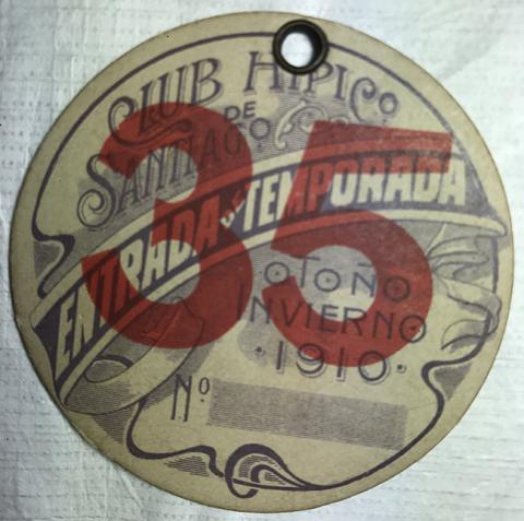 Primera imagen del registro Tarjeta de entrada de temporada del Club Hípico de Santiago. N°35