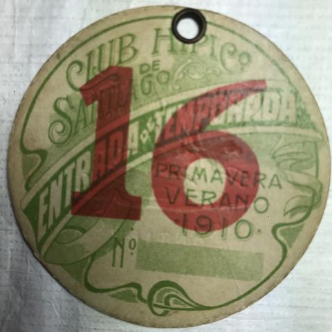 Primera imagen del registro Tarjeta de entrada de temporada del Club Hípico de Santiago. N°16