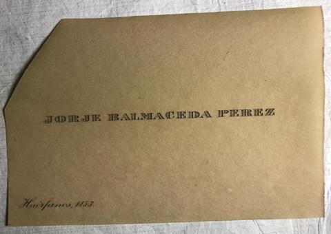 Primera imagen del registro Tarjeta de visita de Jorge Balmaceda Pérez