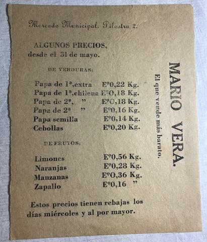 Primera imagen del registro Precios del Mercado Municipal Pilestra 2. Mario Vera el que vende más barato