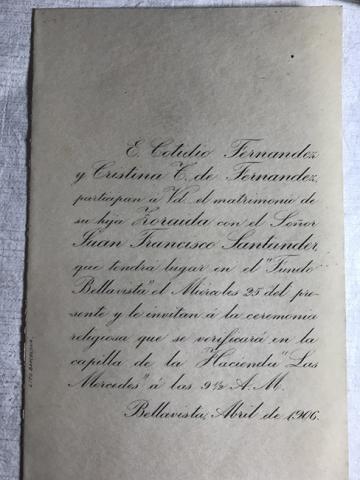 Primera imagen del registro Parte matrimonio de Zoraida Fernández y Juan Francisco Santander