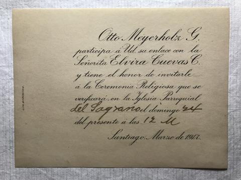 Primera imagen del registro Parte matrimonio de Otto Meyerholz G. y Elvira Cuevas C.