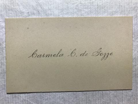 Primera imagen del registro Tarjeta de visita de Carmela C. de Gazze