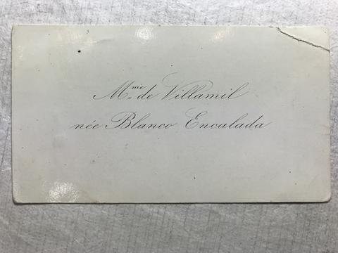 Primera imagen del registro Tarjeta de visita de Mme. De Villamil née Blanco Encalada