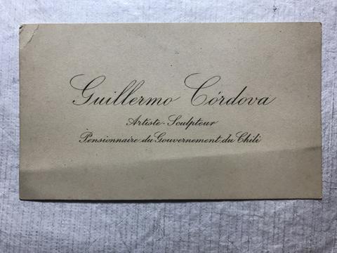 Primera imagen del registro Tarjeta de visita de Guillermo Córdova. Artiste Sculpteur. Pensionnaire du gouvernement du Chili