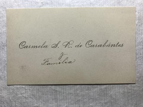 Primera imagen del registro Tarjeta de visita de Carmela S. R. de Carabantes y familia