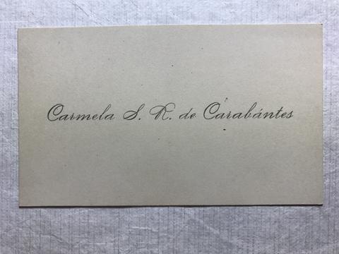 Primera imagen del registro Tarjeta de visita de Carmela S. R. de Carabantes