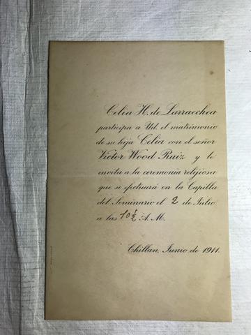 Primera imagen del registro Parte de matrimonio de Celia Larraechea y Victor Wood Ruiz