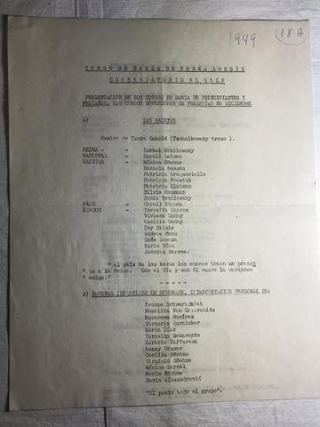 Primera imagen del registro Programa del Curso de danza de Yerka Luksic