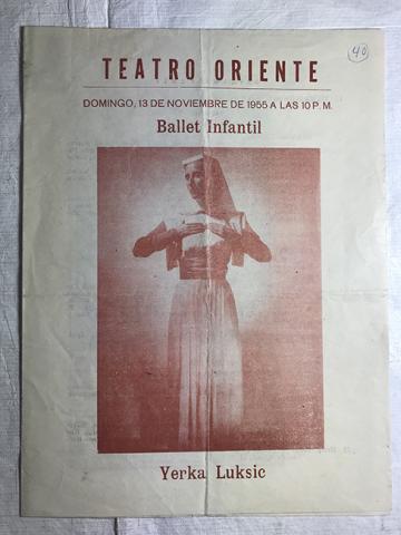 Primera imagen del registro Programa de presentación del Ballet Infantil de Yerka Luksic en el Teatro Oriente