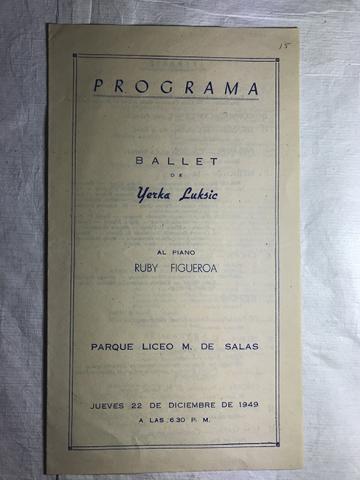 Primera imagen del registro Programa del Ballet de Yerka Luksic