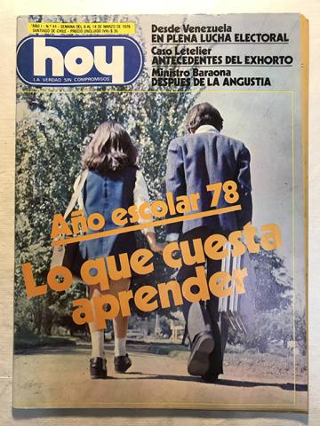 Primera imagen del registro Revista HOY año I n°41. 8 marzo- 14 marzo 1978. Año escolar 78, Lo que cuesta aprender