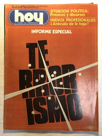 Primera imagen del registro Revista HOY año I n°44. 29 marzo-4 abril 1978. Informe Especial Terrorismo