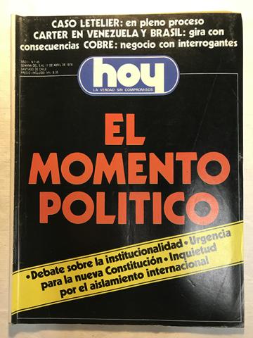 Primera imagen del registro Revista HOY año I n°45. 5 abril-11 abril 1978. El momento político