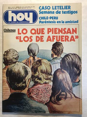 Primera imagen del registro Revista HOY año II n°87. 24 enero-30 enero 1979. Chilenos, lo que piensan "los de afuera"