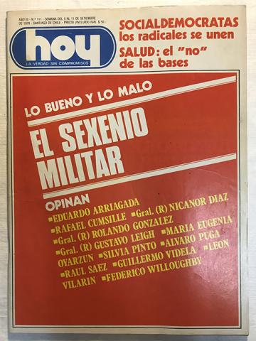 Primera imagen del registro Revista HOY año III n°111. 5 septiembre-11 septiembre 1979. Lo bueno y lo malo: el sexenio militar