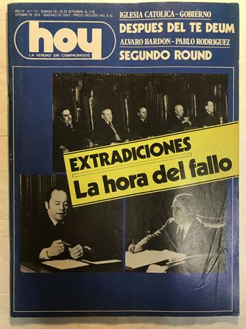 Primera imagen del registro Revista HOY año III n°114. 26 septiembre-2 octubre 1979. Extradiciones: la hora del fallo