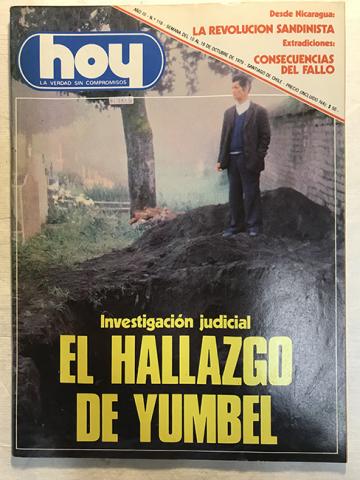 Primera imagen del registro Revista HOY año III n°116. 10 octubre-16 octubre 1979. Investgación judicial EL HALLAZGO DE YUMBEL