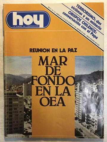 Primera imagen del registro Revista HOY año III n°118. 24 octubre-30 octubre 1979. Reunión de paz: Mar de fondo en la OEA