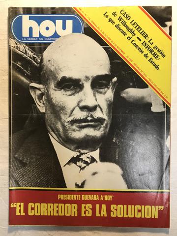 Primera imagen del registro Revista HOY año III n°119. 31 octubre-6 noviembre 1979. Presidente Guevara a "HOY": "El corredor es la solución"