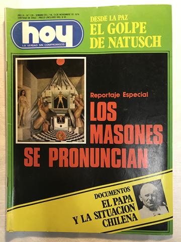 Primera imagen del registro Revista HOY año III n°120. 7 noviembre-13 noviembre 1979.Reportaje especial: Los masones se pronuncian