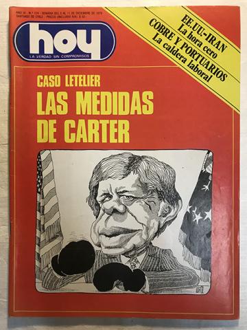 Primera imagen del registro Revista HOY año III n°124. 5 diciembre-11 diciembre 1979. Caso Letelier: Las medidas de Carter