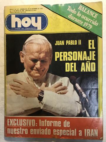 Primera imagen del registro Revista HOY año III n°127. 26 diciembre 1979-1 enero 1980. Juan Pablo II el personaje del año