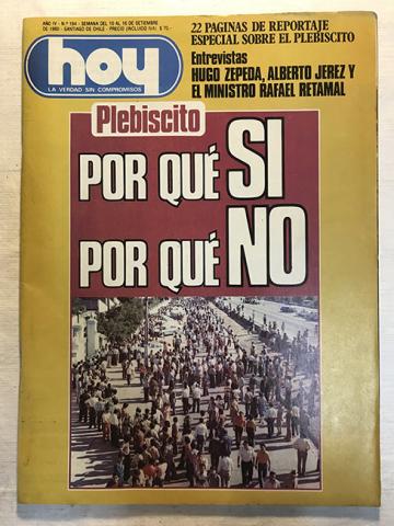 Primera imagen del registro Revista HOY año IV n°164. 10 septiembre-16 septiembre 1980. Plebiscito: por qué Si, por qué No