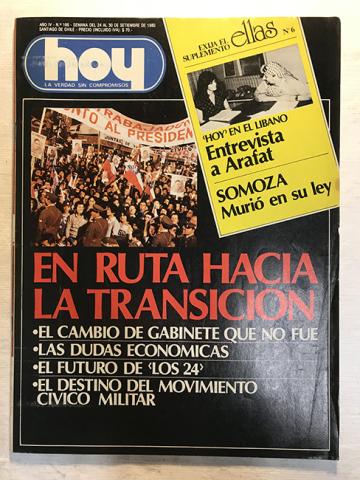 Primera imagen del registro Revista HOY año IV n°166. 24 septiembre-30 septiembre 1980. En ruta hacia la transición