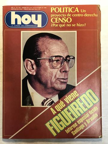 Primera imagen del registro Revista HOY año IV n°168. 8 octubre-14 octubre 1980. A qué viene Figueiredo