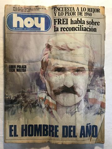 Primera imagen del registro Revista HOY año IV n°180. 31 diciembre 1980-6 enero 1981. Lider polaco Lech Walesa: el hombre del año