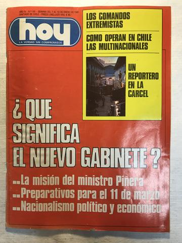 Primera imagen del registro Revista HOY año IV n°181. 7 enero-13 enero 1981. ¿Qué significa el nuevo gabinete?