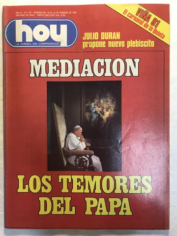 Primera imagen del registro Revista HOY año IV n°187. 18 febrero-24 febrero 1981. Mediación: Los temores del Papa