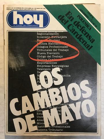 Primera imagen del registro Revista HOY año IV n°197. 29 abril-5 mayo 1981. Los cambios de mayo