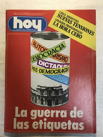Primera imagen del registro Revista HOY año IV n°198. 6 mayo-12 mayo 1981. La guerra de las etiquetas