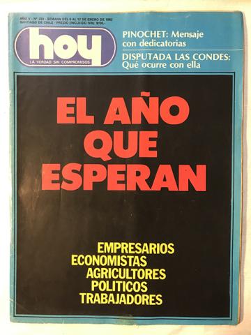 Primera imagen del registro Revista HOY año V n°233. 6 enero-12 enero 1982. El año que esperan