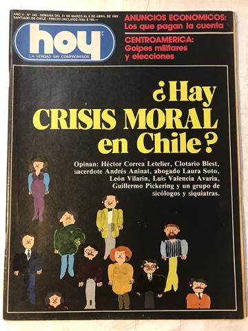 Primera imagen del registro Revista HOY año V n°245. 31 marzo-6 abril 1982. ¿Hay crisis moral en Chile?
