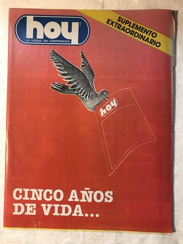 Primera imagen del registro Revista HOY año V suplemento extraordinario 5° aniversario. junio 1982. Cinco años de vida