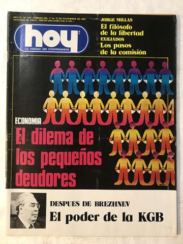 Primera imagen del registro Revista HOY año VI n°278. 17 noviembre-23 noviembre 1982. Economía, el dilema de los pequeños deudores