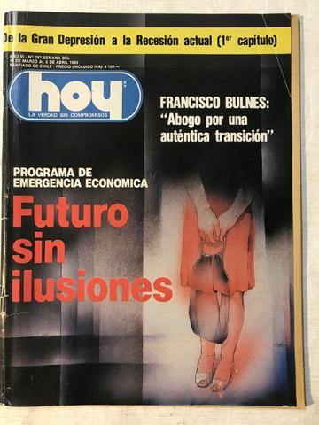 Primera imagen del registro Revista HOY año VI n°297. 30 marzo-5 abril 1983. Futuro sin ilusiones