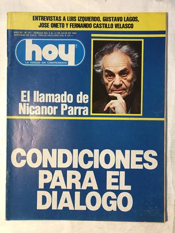 Primera imagen del registro Revista HOY año VII n°311. 6 julio-12 julio 1983. Condiciones para el diálogo