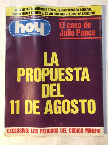 Primera imagen del registro Revista HOY año VII n°316. 10 agosto-16 agosto 1983. La propuesta del 11 de agosto
