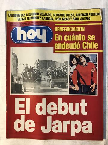 Primera imagen del registro Revista HOY año VII n°317. 17 agosto-23 agosto 1983. El debut de Jarpa