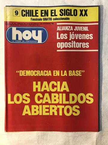 Primera imagen del registro Revista HOY año VII n°327. 26 octubre-1 noviembre 1983. "Democracia en la base" Hacia los cabildos abiertos