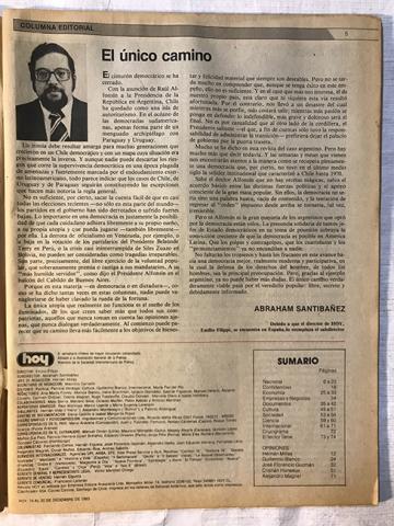 Primera imagen del registro Revista HOY año VII n°334. 14 diciembre-20 diciembre 1983.