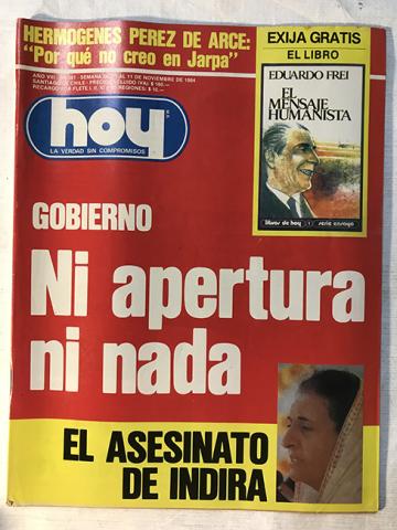 Primera imagen del registro Revista HOY año VIII n°381. 6 noviembre-11 noviembre 1984. Ni apertura ni nada