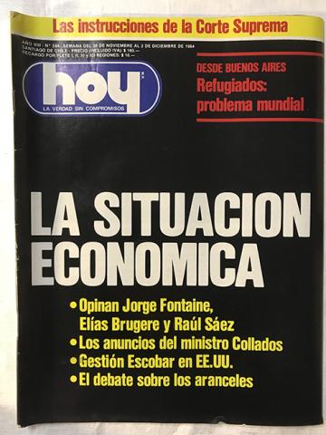 Primera imagen del registro Revista HOY año VIII n°384. 26 noviembre-2 diciembre 1984. La situación económica